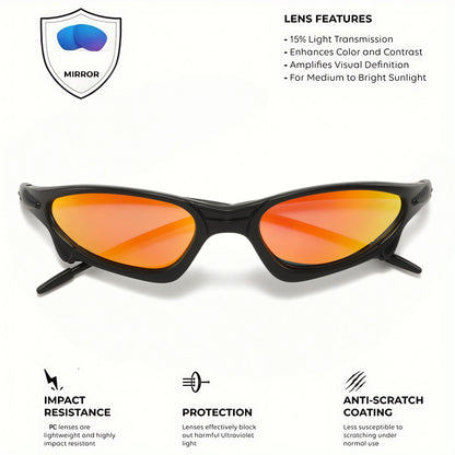 3PCS Futuristic Small Frame Colorful Sports Sunglasses - Wraparound Fit, UV400 for Cycling, Fishing & Travel
