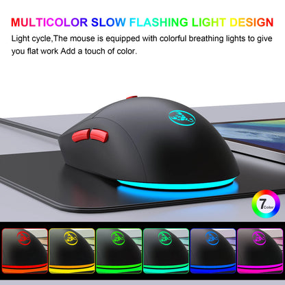 2.4G Wireless Rechargeable Mouse 650mAh Adjustable 3600DPI 7 Colors RGB Lighting Ergonomic Silent for Office Laptop PC Gaming
