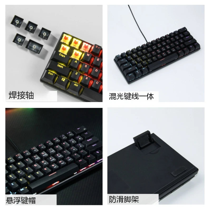 Mechanische 60%-Gaming-Tastatur, Gamer-Keyboard, mechanische Tastaturen für PC, Laptop und Büro, Mini-Keyboard, Klavye, Tasten, weiß