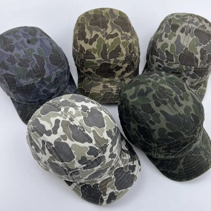 American Retro Camouflage 5-Panel Baseball Cap Female Functional Wind Korean Wide-brimmed Sports Fashion Hip-hop Couple Cap