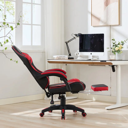 Ergonomic Rotating Gaming Chair, 360° Reclining Office Chair, Pivoting, Height-Adjustable, Footrest, Headrest