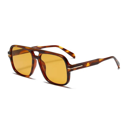 3507 Double Bridge Square Fashion Sunglasses - UV400 Vintage Pilot Style Shades, Retro Classic Sun Glasses for Men Women 411240