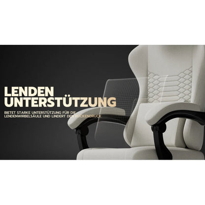 Ergonomic Gaming Chair Fabric Office Chair with Footrest, 360° Swivel Adjustable Desk Chair, Comfortable Racing Style Computer Chair