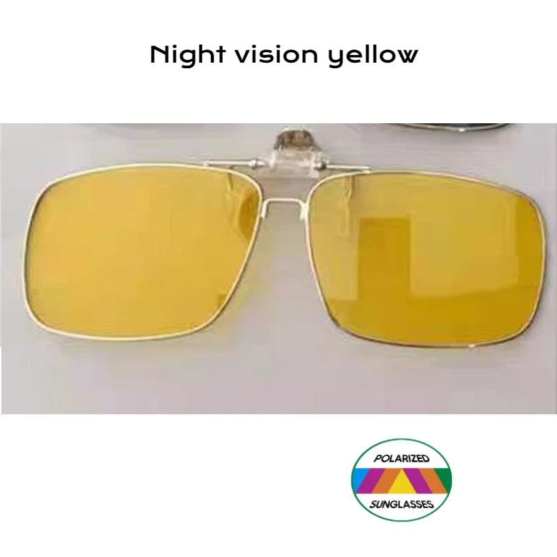 REXXAR Mens Metal Clip on Sunglasses Polarized Eyeglasses UV400 Women Square Night Vision Driving Sun Glasses