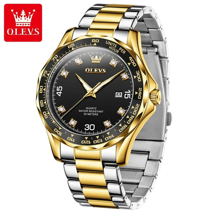 OLEVS 9988 Quartz Watch for Men Waterproof Anti-scratch Auto Date Diving Wristwatch Men Original Brand Luxury Diamond Man Watch