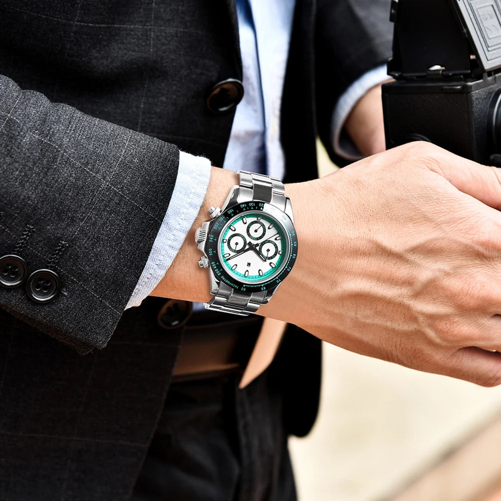 RollsTimi Herrenuhren – luxuriöse mechanische Herrenuhr mit Saphirglas, Kalender, Wochentagsanzeige, Edelstahl und Wasserschutz