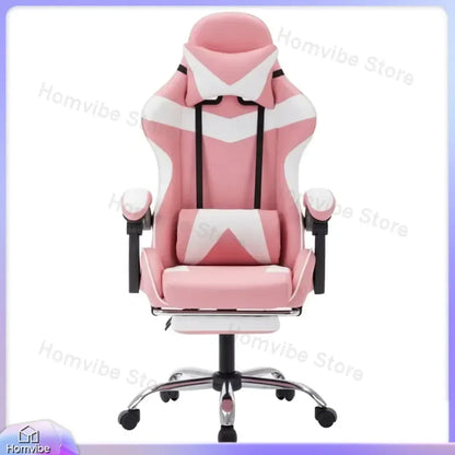 Chaise de jeu ergonomique avec support lombaire, en cuir PU, style course, chaise de bureau réglable en hauteur, dossier inclinable pour