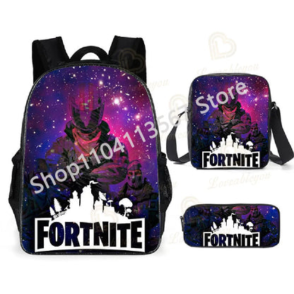 Fortnite Kids 3pcs Backpack Set Women Backpacks Office Stationary for Teenage Girls Boys Laptop Backpack Casual Travel Rucksack