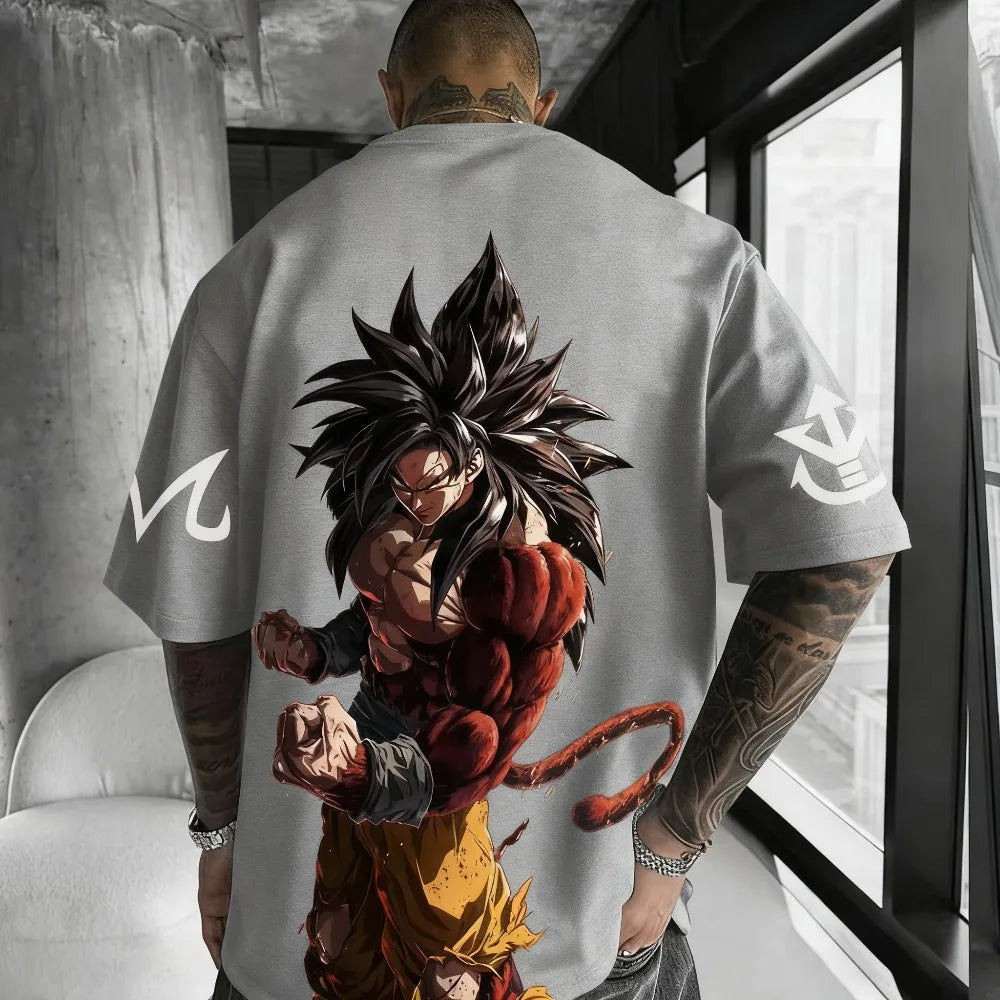 T-shirt Dragon Ball Anime Super Saiyan 4 : t-shirt d'été pour homme et femme, style urbain, ample, décontracté, polyvalent, vêtements assortis parent-enfant