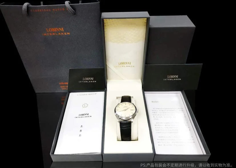 Relógio masculino mecânico automático LOBINNI Luxury Brand Switzerland com calendário perpétuo, vidro de safira e mostrador multifunções L13019-8