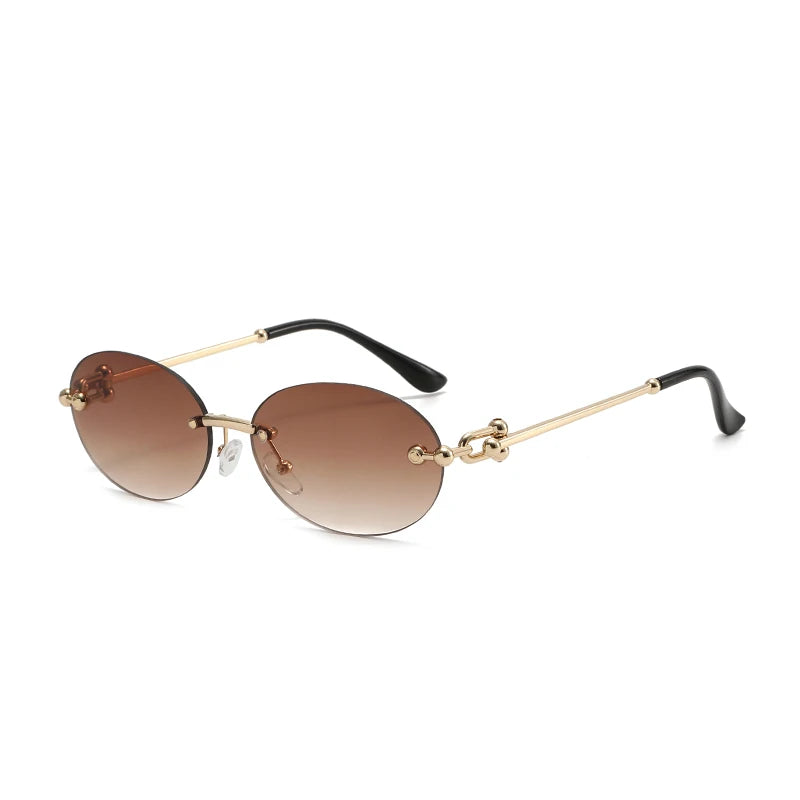Oval Rimless Sunglasses High-End Casual and Luxurious Women's Borderless Sun Glasses Fashion and Personalized Sunglasses