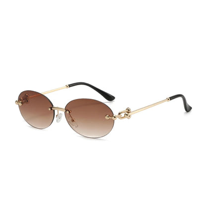 Oval Rimless Sunglasses High-End Casual and Luxurious Women's Borderless Sun Glasses Fashion and Personalized Sunglasses