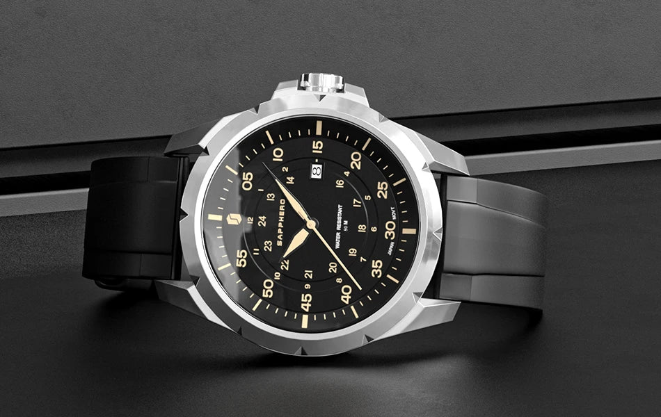 SAPPHERO herenhorloge – Luxe quartzhorloge, waterdicht tot 50 m, voorzien van een geïmporteerd uurwerk en een roestvrijstalen kast – Een ideaal cadeau-idee voor mannen.