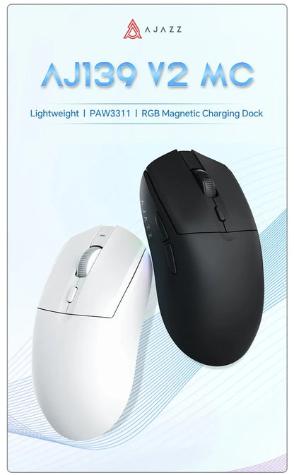Bezdrátová herní myš AJAZZ AJ139 V2 MC/AJ139 PRO se senzorem PAW3311/PAW3395, 12000DPI/26000DPI, 500mAh, Bluetooth myš pro PC