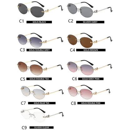Oval Rimless Sunglasses High-End Casual and Luxurious Women's Borderless Sun Glasses Fashion and Personalized Sunglasses