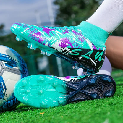 Chaussures de football professionnelles pour hommes/femmes, crampons antidérapants FG, bottes de football respirantes, chaussures d'entraînement à tige haute