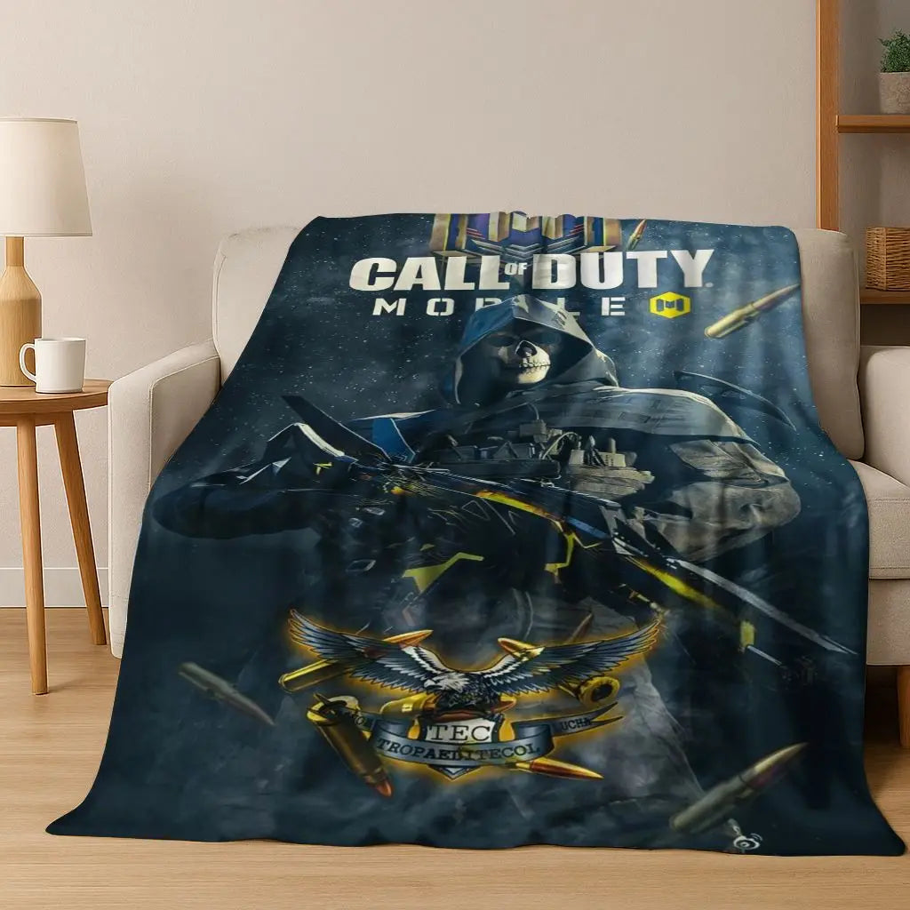 Classic Game Call of Duty Ghost Simon Cartoon Art Flannel Blanket,Cozy Soft Throw Blanket for Home Bedroom Bed Sofa Cover Kid