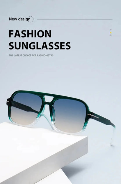 3507 Double Bridge Square Fashion Sunglasses - UV400 Vintage Pilot Style Shades, Retro Classic Sun Glasses for Men Women 411240