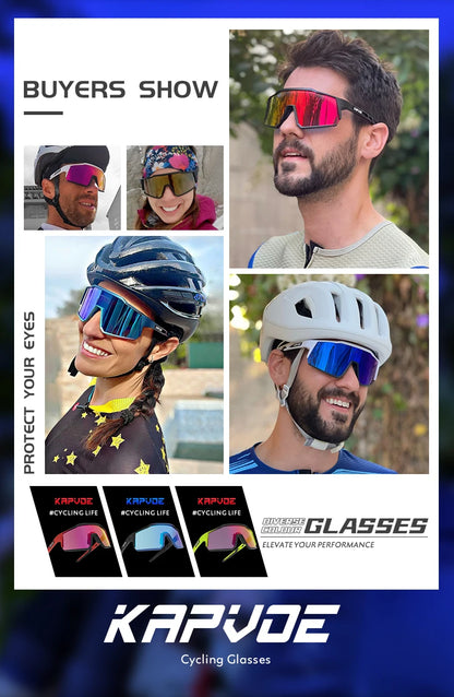 Kapvoe Cycling Glasses Bike Cycling Goggles Outdoor UV400 Cycling Sunglasses Sports Built-in Myopia Frame MTB Bicycle Glasses