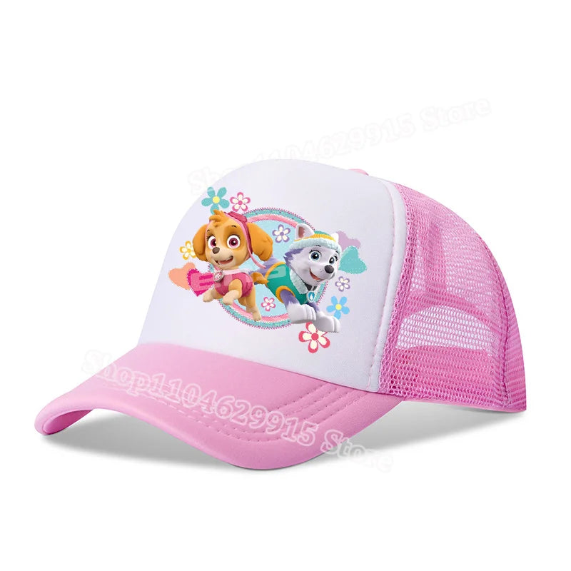 Paw Patrols Baseball Cap Cartoon Anime Skye Chase Print Girls Sun Headwear Summer Athleisure Adjustable Mesh Hats Birthday Gift