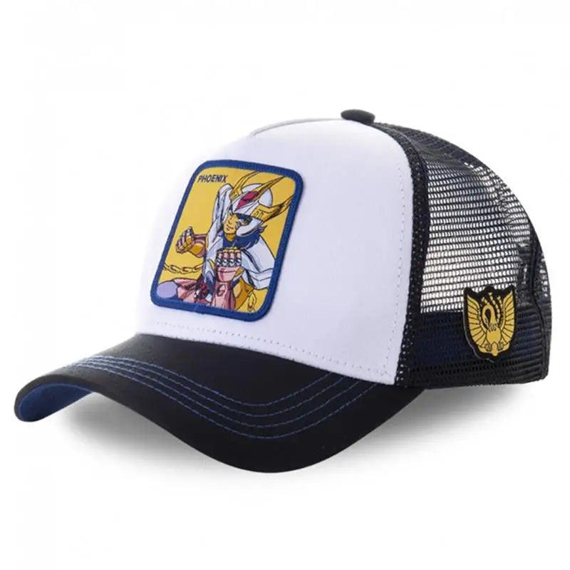 Anime Saint Seiya Cotton Baseball Cap Adjustable Men Women Hip Hop Mesh Trucker Mesh Summer Sun Shading Breathability Cap Hat