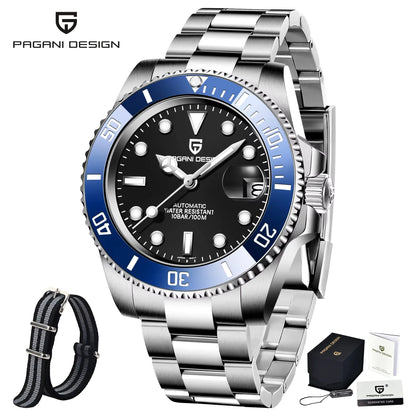 PAGANI DESIGN Men's Automatic Mechanical Watch PD1661 8215 Dive Stainless Steel Waterproof Clock Sapphire Reloj Hombre