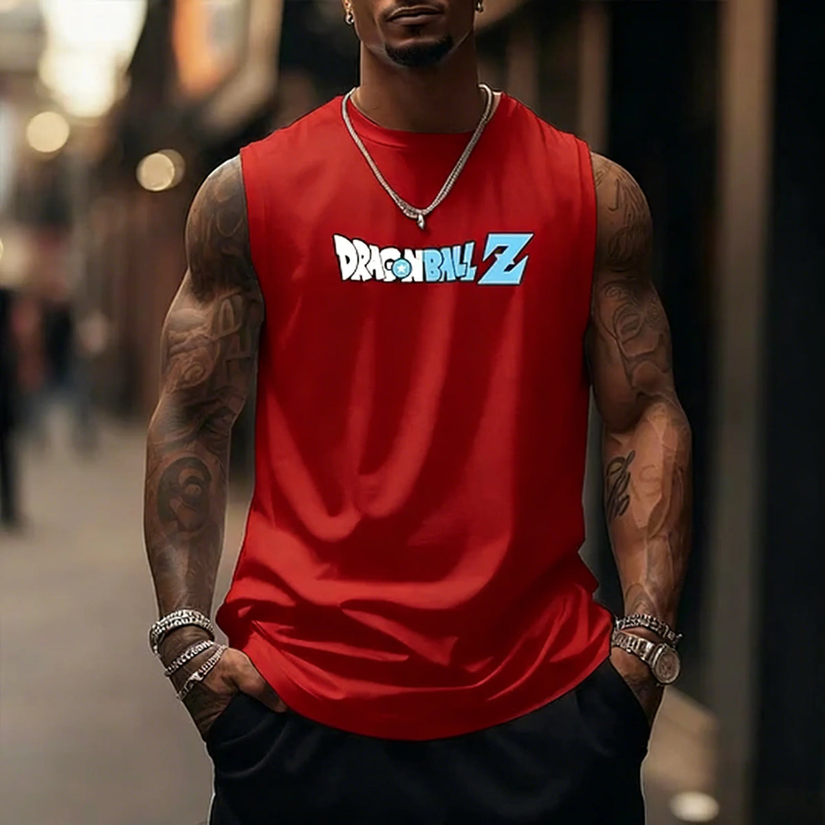 Dragon Ball Z Super Blue Vegeta American Retro Fitness-vest Y2K Harajuku-stil forår og sommer Ny herre-T-shirt til hverdagsbrug