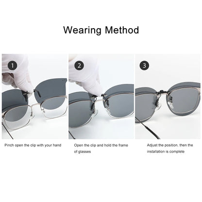 New Arrival Polarized Flip-up Clips Sunglasses for Myopia glasses, Retro Big Size Square Al-Mg glass Clip-on Sunglass Clip C3167
