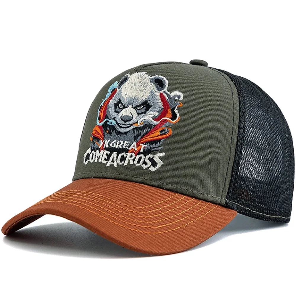 New Style Unisex Cool Panda Embroidered Baseball Cap Chic Trucker Hats For Men Women Breathable Streetwear Summer Outdoor Hat