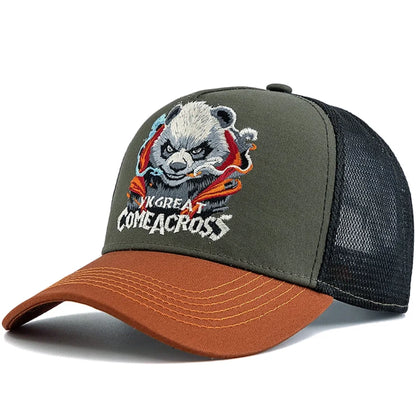 New Style Unisex Cool Panda Embroidered Baseball Cap Chic Trucker Hats For Men Women Breathable Streetwear Summer Outdoor Hat