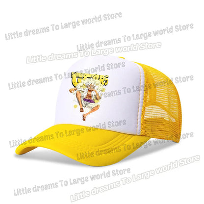 One Piece Baseball Cap Kids Anime Printed Adjustable Mesh Hat Visors Peaked Caps Sunshade Hats Outdoor Headwear Accessories Gift