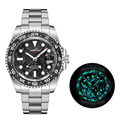 Carbon Fiber Watches Men 10Bar Waterproof Watch GMT Automatic Watches Luminous Calendar Diving Watch 41MM Watches for Man reloj