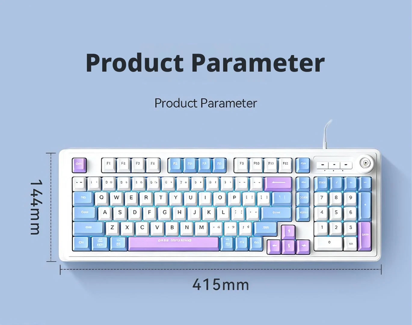 Wired Gaming Keyboard Mechanical Feel with Rotary Knob Three Color Mixed Backlit for PC Desktop Laptop Computer Accessories