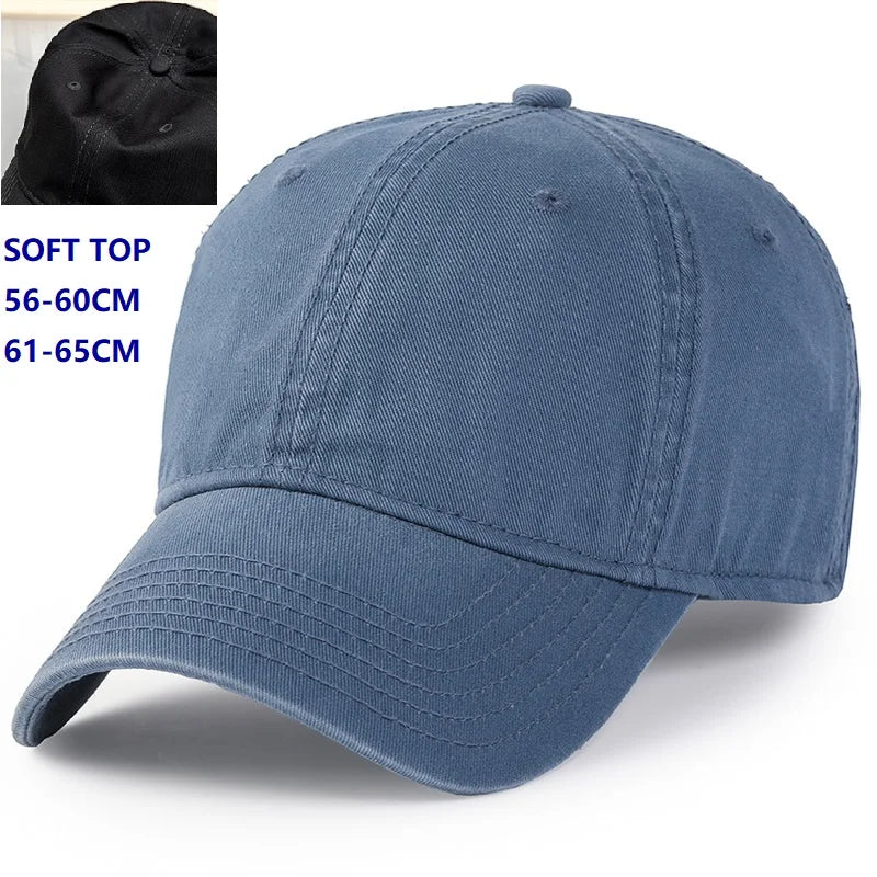 Herr och dam, oversize XXL 100% bomull, stor basebollkeps för stora huvuden 56-63cm(23.5"-25.5"), justerbar enfärgad dad cap