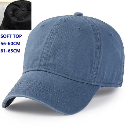 Herr och dam, oversize XXL 100% bomull, stor basebollkeps för stora huvuden 56-63cm(23.5"-25.5"), justerbar enfärgad dad cap