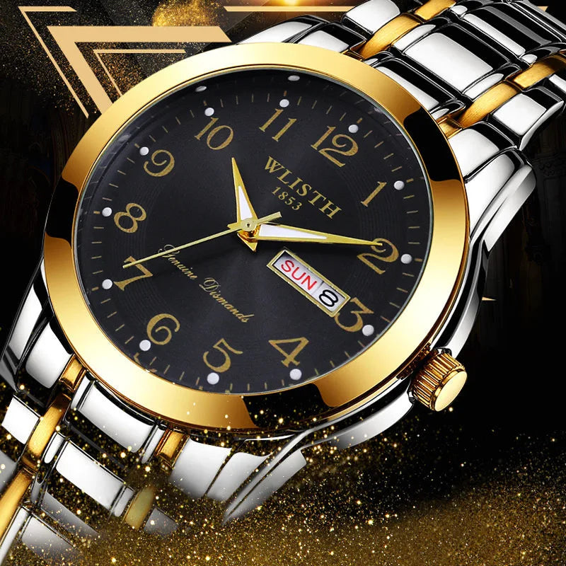 Montre de luxe pour femme, montre à quartz, montre-bracelet numérique, étanche, avec calendrier et affichage lumineux; style mode et professionnel, convient aussi aux hommes.