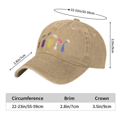 Cute Pikmin Pattern Print Cap for Men Women Cotton Anime Cartoon Trucker Hat Lerisure Wear Baseball Cap Adjustable