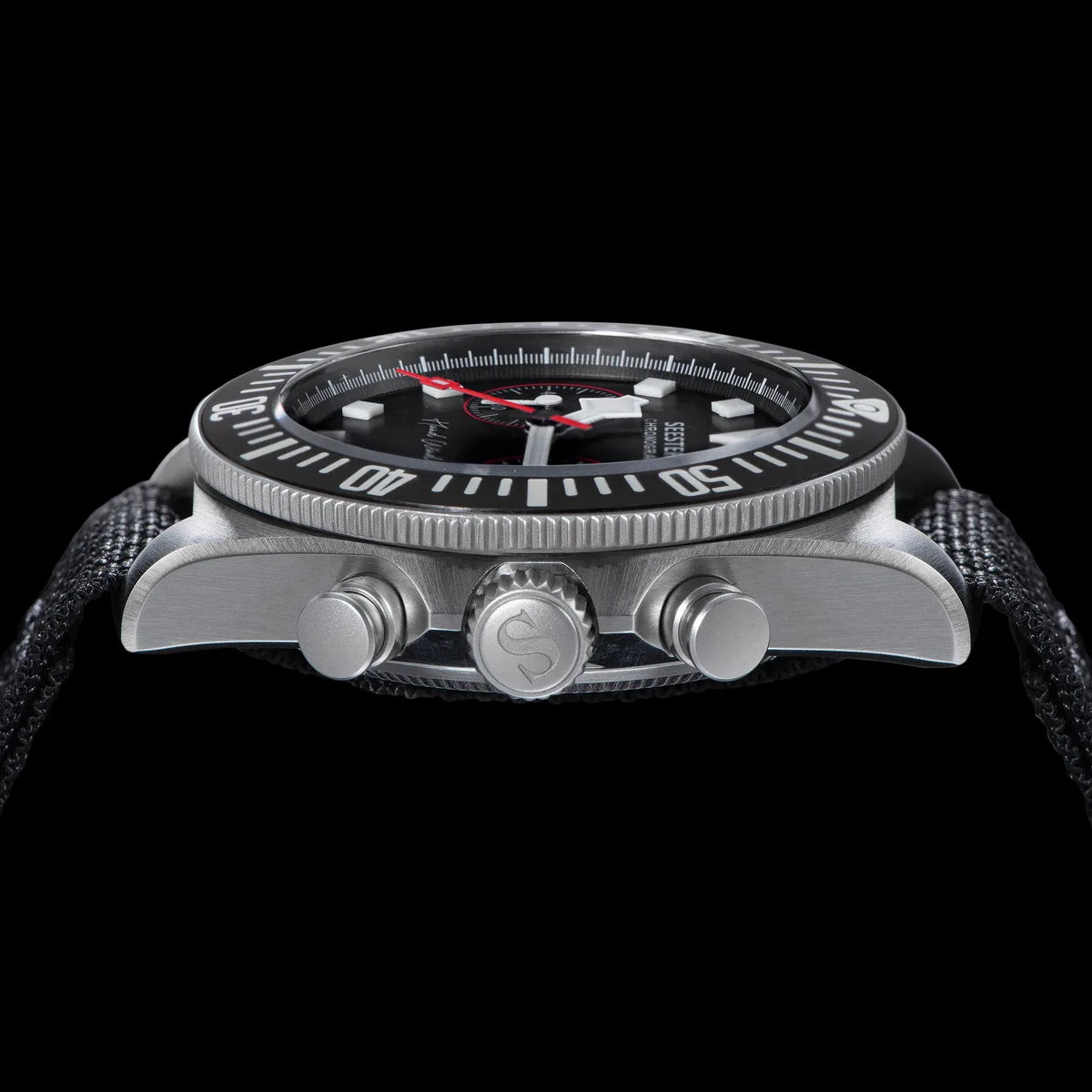 Cronógrafo SEESTERN para homem com movimento mecânico Tianjin ST1901, vidro de safira, bracelete de nylon, autocolante, luminoso, esqueleto