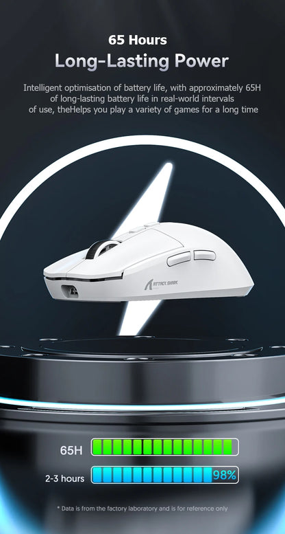Attack Shark X6 Lightweight Wireless Gaming Mouse with 3 Mode Up to 26K DPI RGB Backlight Charging Base for Laptop Desktop