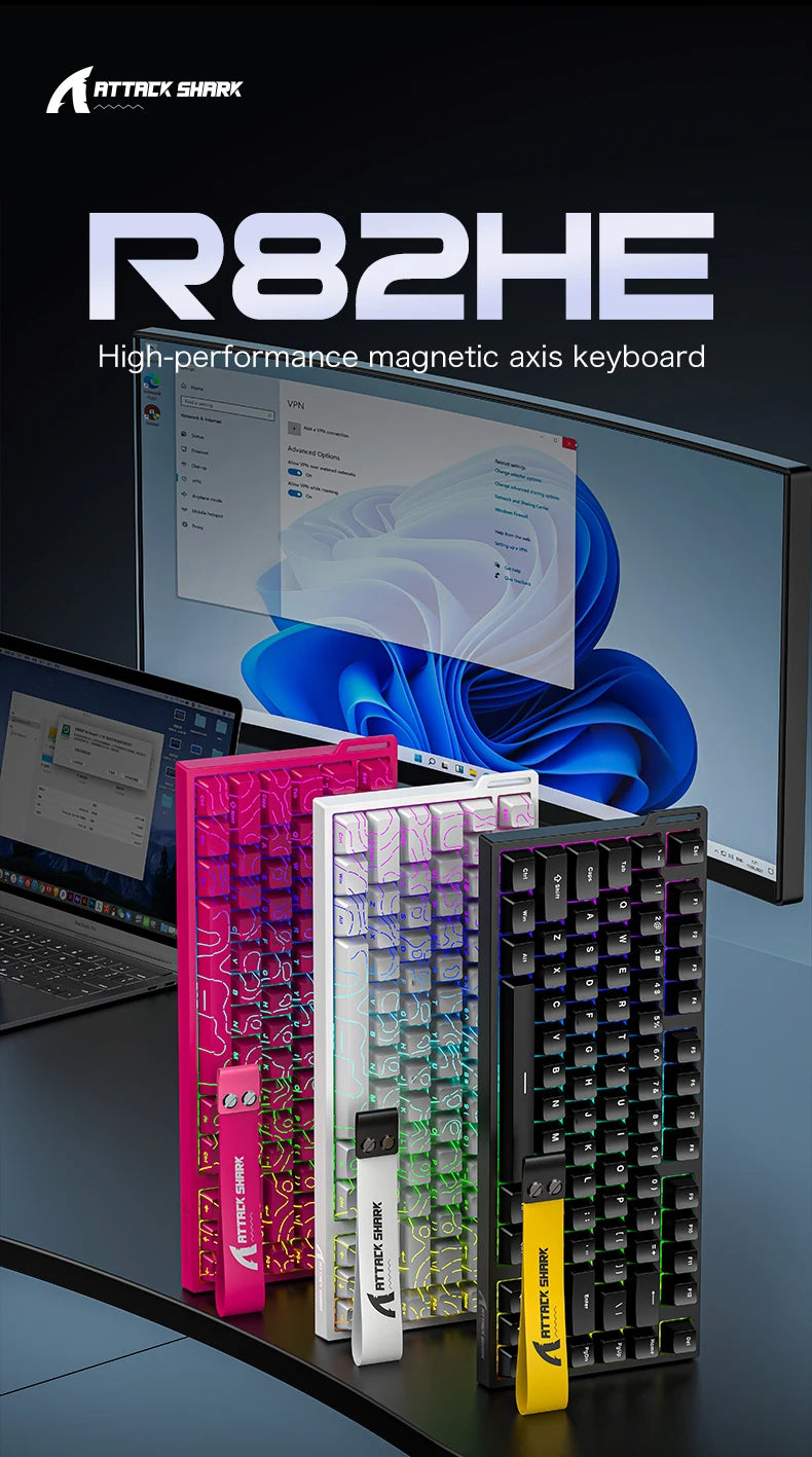 Attack Shark R82HE Wired RGB Magnetic Switch Keyboard, 256K Scan Sampling Rate, Accuracy 8K Return Rate