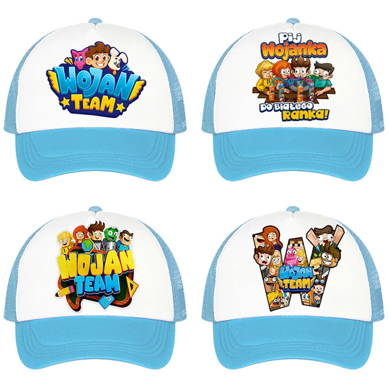 Boys Baseball Caps Wojan Team Anime Character Printed Sun Hat Kids Adults Adjustable Peaked Cap Cartoon Summer Casual Hats Gifts