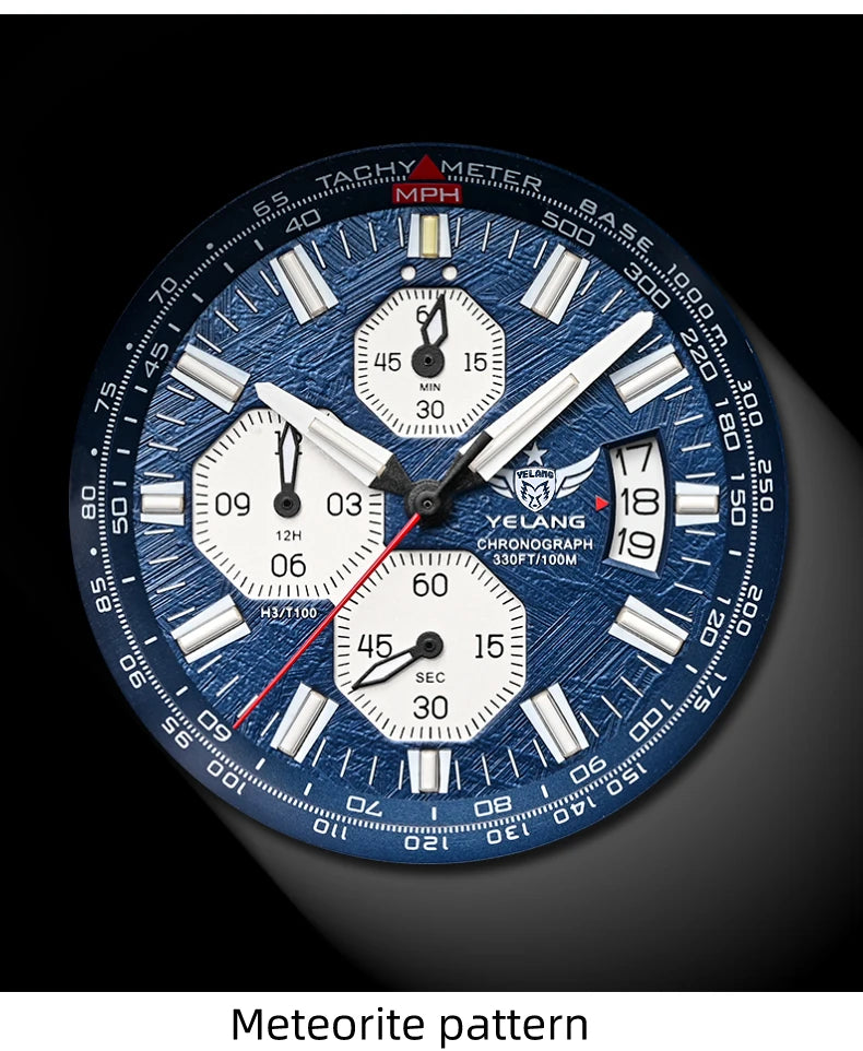 YELANG V1029S Men's Quartz Watch 42mm Japan OS10 Movement T100 Luminous 100M Waterproof Sports Military Style Watches Sapphire