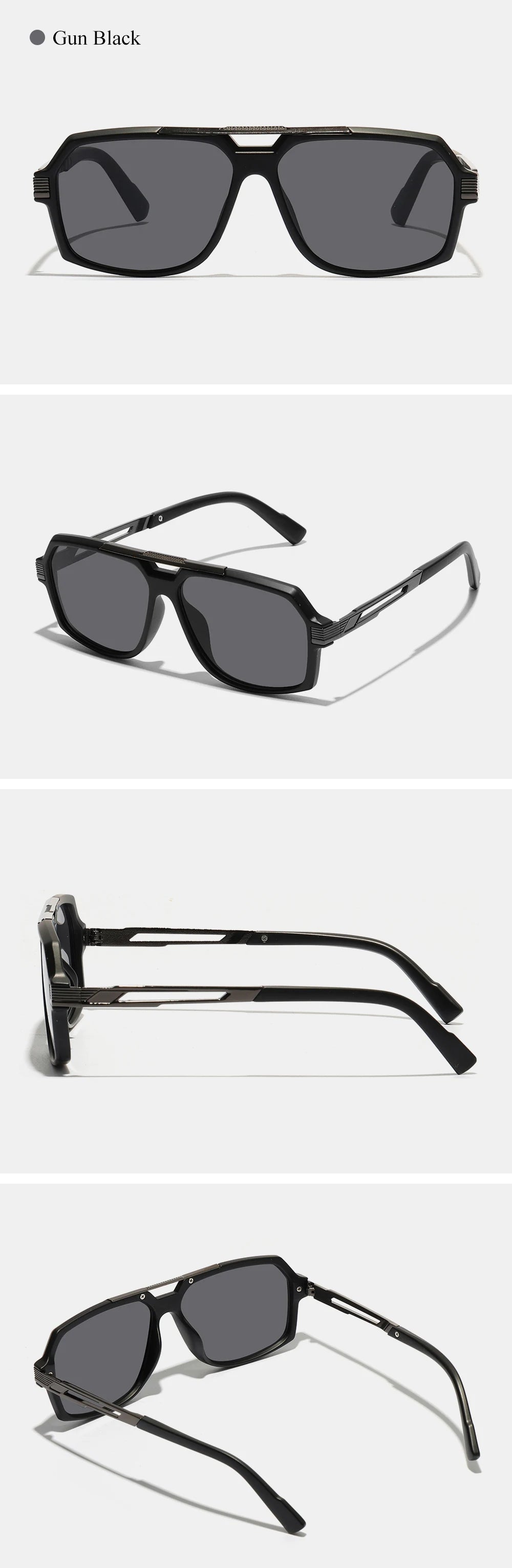 Ruiao Double-Bridge Pilot Sunglasses UV400 Fashion Gradient Shades Metal Frame Unisex Sun Glasses for Men And Women Driving