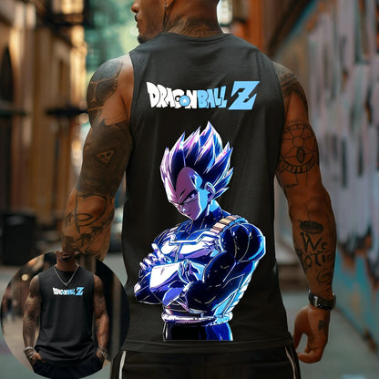 Dragon Ball Z Super Blue Vegeta American Retro Fitness-vest Y2K Harajuku-stil forår og sommer Ny herre-T-shirt til hverdagsbrug