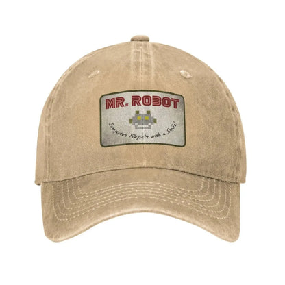 Dator med Sourires Anime Rolig Mr Robot Anpassad Retro Cowboy Tvättad basebollkeps för män Denim solhatt Hip Hop-keps