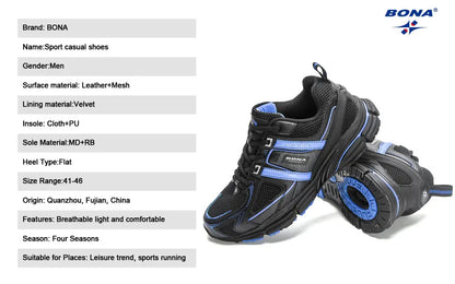 BONA 2023 New Designers Light Running Jogging Mesh Shoes Breathable Comfortable Men Sneakers Casual Outdoor Sport Shoes Man Mesh