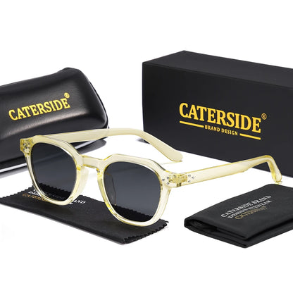 CATERSIDE Retro Polarized Sunglasses Men Ultralight TR90 Frame Polygon Women Sun Glasses Outdoor High Quality Travel  Eyewear