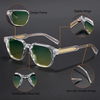 CATERSIDE Men Women Fashion square Frame Sunglasses Daily Wear UV400 Protection Eyewear PC Frame Propionate Pin Legs Sun glasses