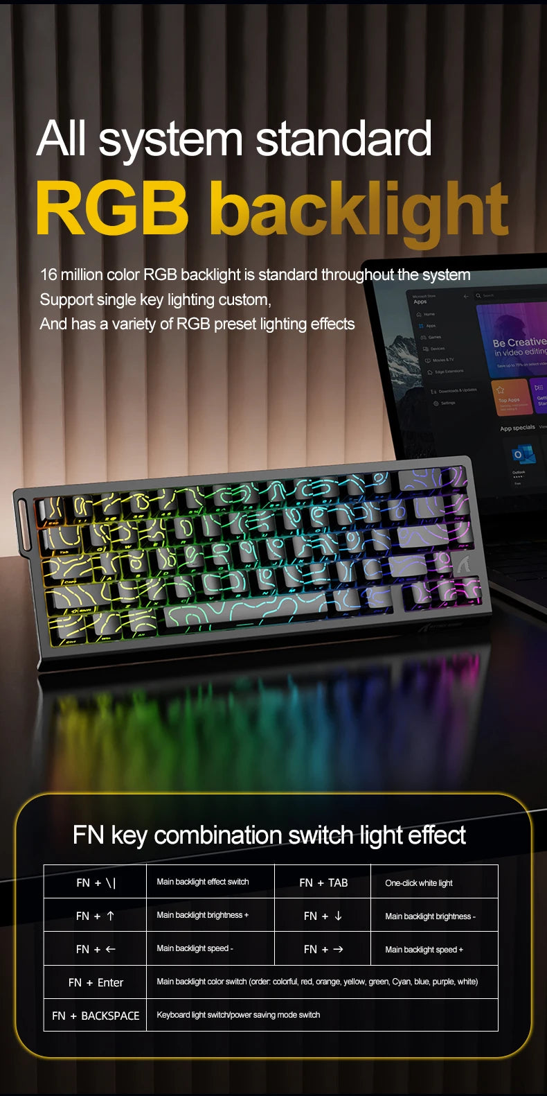 Attack Shark X68HE Gaming Keyboard Wired 8K Polling Hall Effect Magnetic Switch Rapid Trigger SOCD/RS Low Latency Pro Gaming