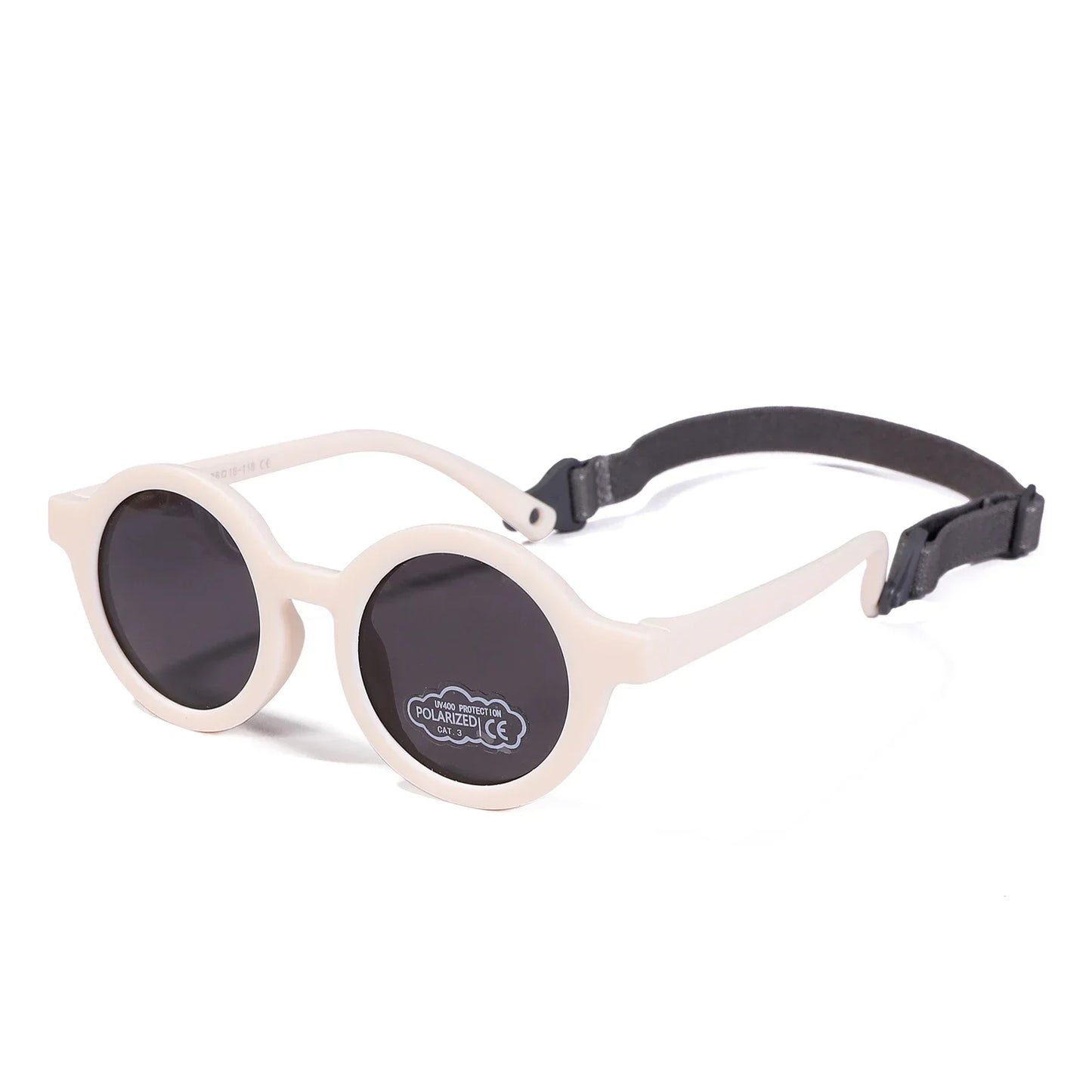 Kids Round TAC Polarized Baby Sunglasses for Toddler Boys Girls TPEE Flexible Soft Frame with Strap for Infant Age 0-3 Shades